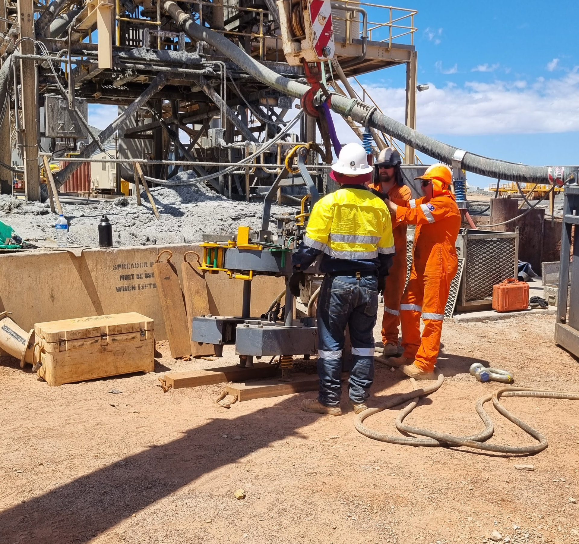 Allegiant installation crew working together at a mine site